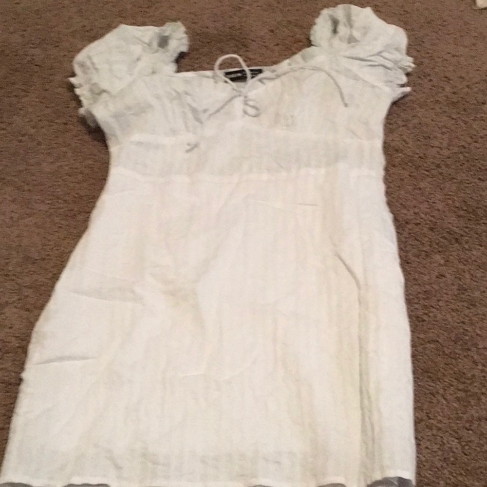 White Puff Sleeve Mini Dress